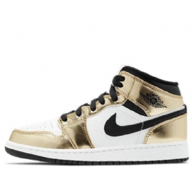 Nike Air Jordan 1 Mid Tops Se Gs Basketball Sko Til Mænd Guld