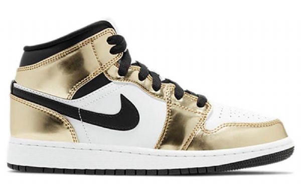 Nike Air Jordan 1 Mid Tops Se Gs Basketball Sko Til Mænd Guld