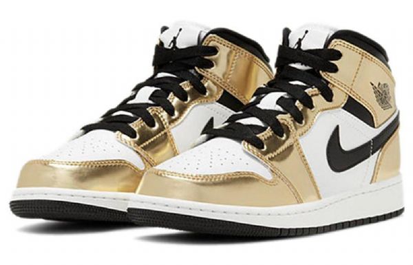 Nike Air Jordan 1 Mid Tops Se Gs Basketball Sko Til Mænd Guld