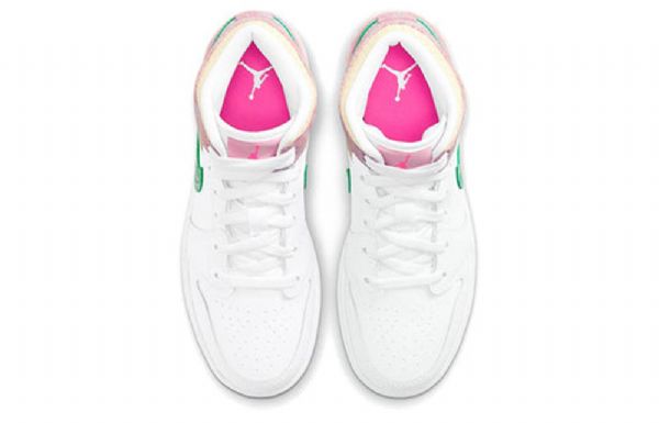 Nike Air Jordan 1 Mid Tops Se Gs Basketball Sko Til Mænd Hvid Lyserød