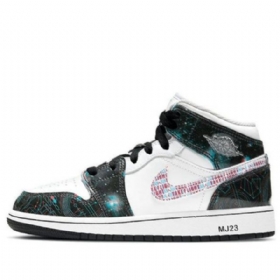 Nike Air Jordan 1 Mid Tops Se Gs Basketball Sko Til Mænd Hvid Sort