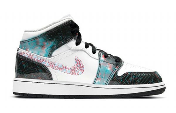 Nike Air Jordan 1 Mid Tops Se Gs Basketball Sko Til Mænd Hvid Sort
