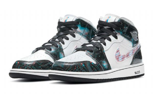 Nike Air Jordan 1 Mid Tops Se Gs Basketball Sko Til Mænd Hvid Sort