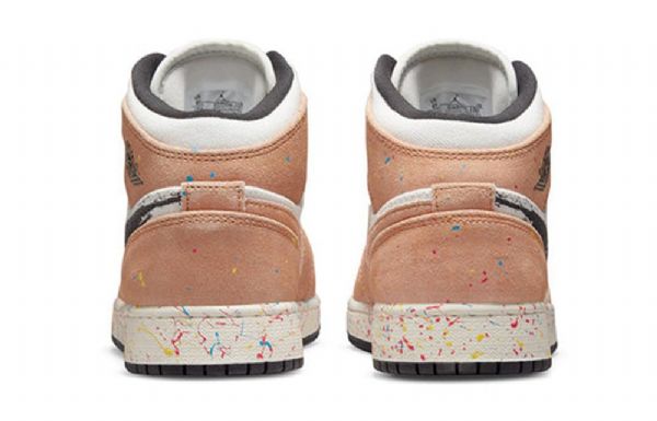 Nike Air Jordan 1 Mid Tops Se Gs Basketball Sko Til Mænd Khaki Hvid