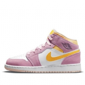 Nike Air Jordan 1 Mid Tops Se Gs Basketball Sko Til Mænd Lyserød
