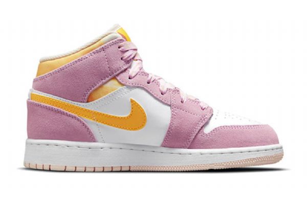 Nike Air Jordan 1 Mid Tops Se Gs Basketball Sko Til Mænd Lyserød