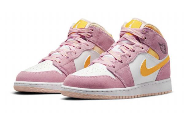 Nike Air Jordan 1 Mid Tops Se Gs Basketball Sko Til Mænd Lyserød