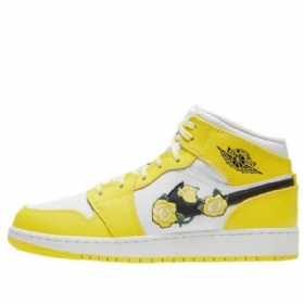 Nike Air Jordan 1 Mid Tops Se Gs Basketball Sko Til Mænd Lyserød Gul