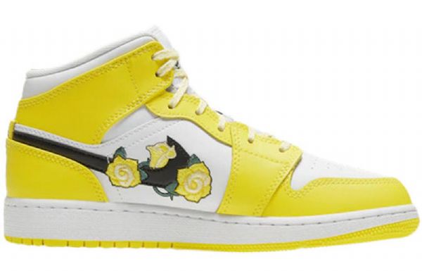 Nike Air Jordan 1 Mid Tops Se Gs Basketball Sko Til Mænd Lyserød Gul