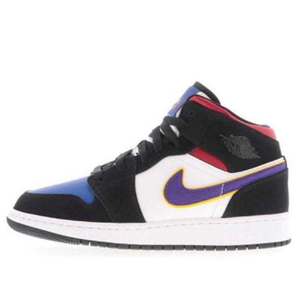 Nike Air Jordan 1 Mid Tops Se Gs Basketball Sko Til Mænd Sort Blå