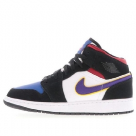 Nike Air Jordan 1 Mid Tops Se Gs Basketball Sko Til Mænd Sort Blå