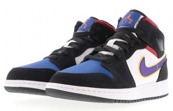 Nike Air Jordan 1 Mid Tops Se Gs Basketball Sko Til Mænd Sort Blå