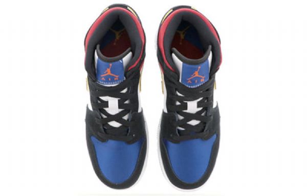 Nike Air Jordan 1 Mid Tops Se Gs Basketball Sko Til Mænd Sort Blå