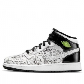 Nike Air Jordan 1 Mid Tops Se Gs Basketball Sko Til Mænd Sort Hvid
