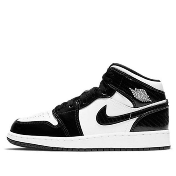 Nike Air Jordan 1 Mid Tops Se Gs Basketball Sko Til Mænd Sort Hvid