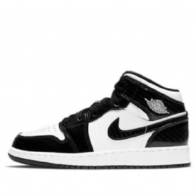 Nike Air Jordan 1 Mid Tops Se Gs Basketball Sko Til Mænd Sort Hvid