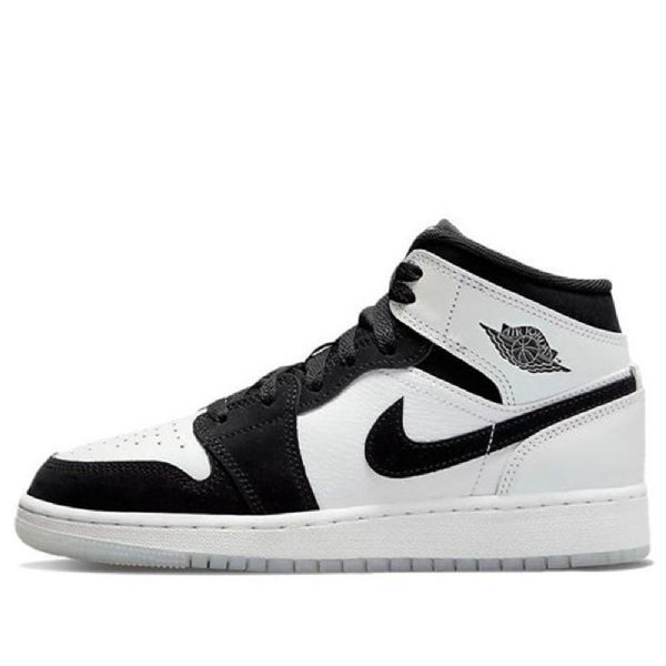 Nike Air Jordan 1 Mid Tops Se Gs Basketball Sko Til Mænd Sort Hvid