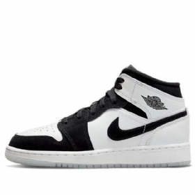 Nike Air Jordan 1 Mid Tops Se Gs Basketball Sko Til Mænd Sort Hvid