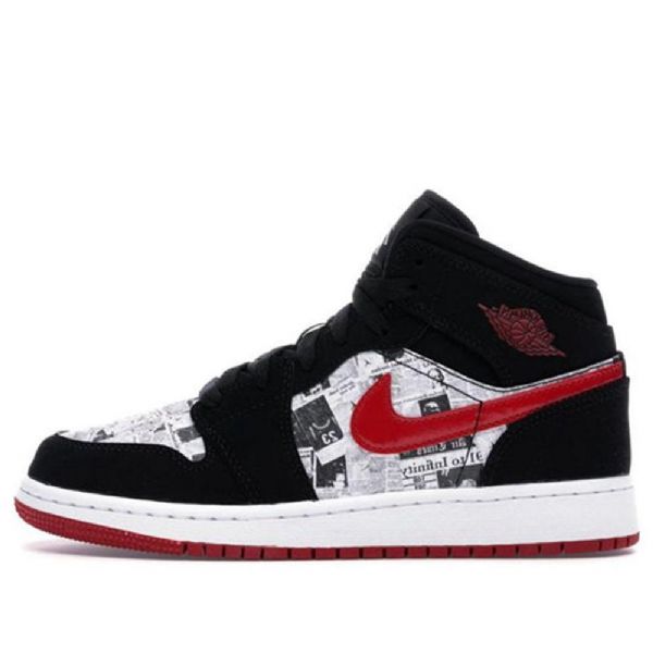 Nike Air Jordan 1 Mid Tops Se Gs Basketball Sko Til Mænd Sort Rød