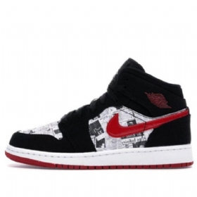 Nike Air Jordan 1 Mid Tops Se Gs Basketball Sko Til Mænd Sort Rød