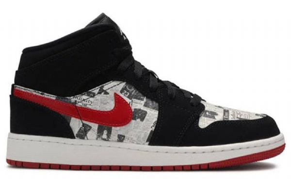 Nike Air Jordan 1 Mid Tops Se Gs Basketball Sko Til Mænd Sort Rød