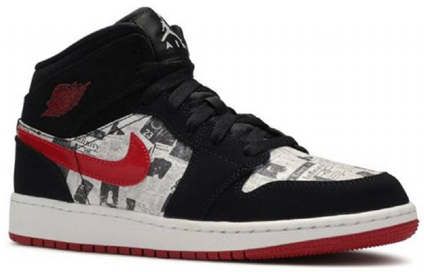 Nike Air Jordan 1 Mid Tops Se Gs Basketball Sko Til Mænd Sort Rød