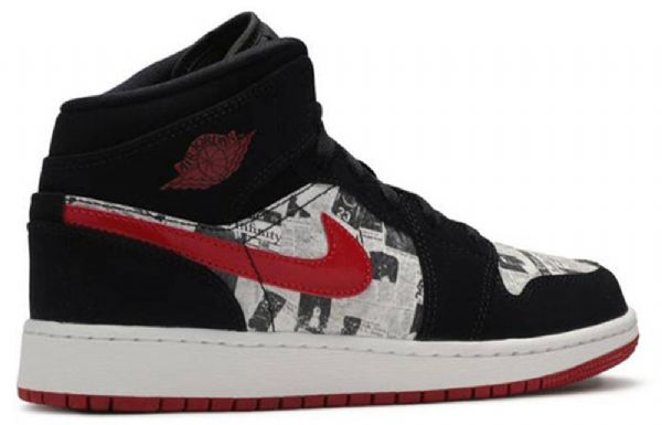 Nike Air Jordan 1 Mid Tops Se Gs Basketball Sko Til Mænd Sort Rød