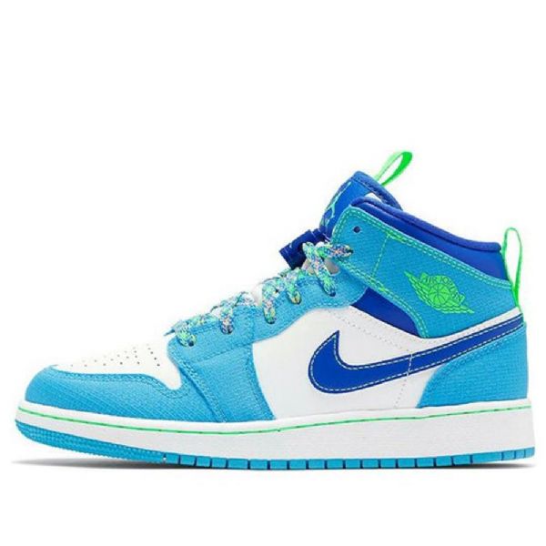 Nike Air Jordan 1 Mid Tops Se Gs Retro Basketball Sko Til Mænd Blå Hvid