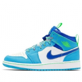 Nike Air Jordan 1 Mid Tops Se Gs Retro Basketball Sko Til Mænd Blå Hvid