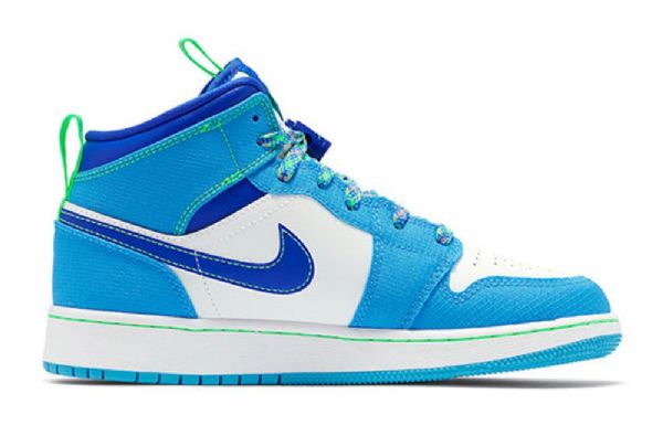 Nike Air Jordan 1 Mid Tops Se Gs Retro Basketball Sko Til Mænd Blå Hvid