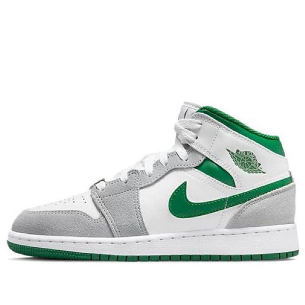 Nike Air Jordan 1 Mid Tops Se Gs Retro Basketball Sko Til Mænd Grå Grøn