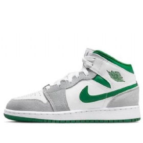 Nike Air Jordan 1 Mid Tops Se Gs Retro Basketball Sko Til Mænd Grå Grøn