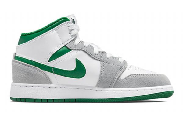 Nike Air Jordan 1 Mid Tops Se Gs Retro Basketball Sko Til Mænd Grå Grøn