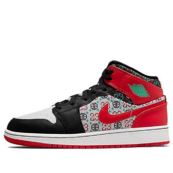 Nike Air Jordan 1 Mid Tops Se Gs Retro Basketball Sko Til Mænd Sort Rød