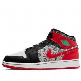 Nike Air Jordan 1 Mid Tops Se Gs Retro Basketball Sko Til Mænd Sort Rød