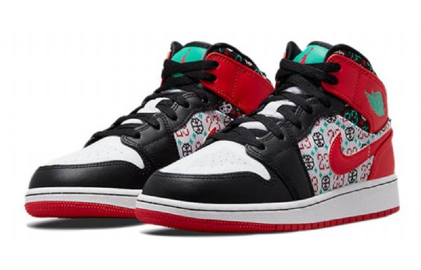 Nike Air Jordan 1 Mid Tops Se Gs Retro Basketball Sko Til Mænd Sort Rød