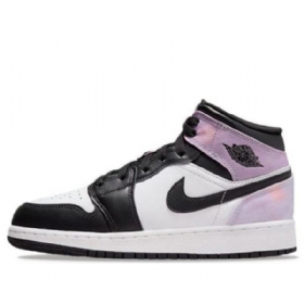 Nike Air Jordan 1 Mid Tops Se Gs Zen Master Sko Til Mænd Lilla Sort Hvid
