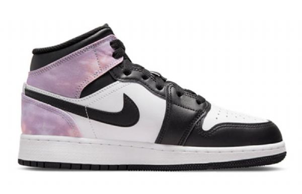 Nike Air Jordan 1 Mid Tops Se Gs Zen Master Sko Til Mænd Lilla Sort Hvid