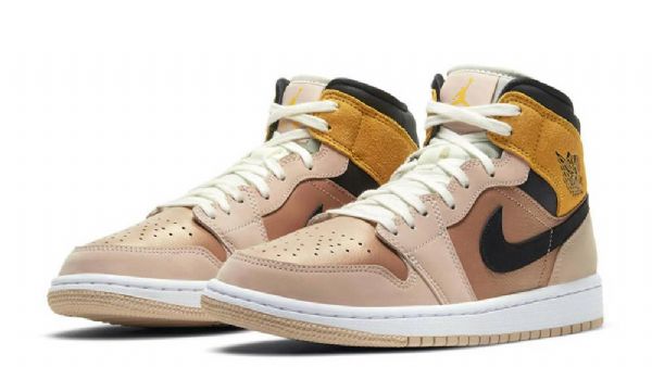 Nike Air Jordan 1 Mid Tops Se Partikelsko Til Mænd Beige