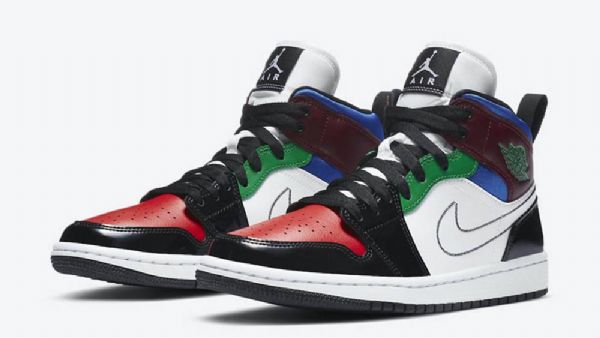 Nike Air Jordan 1 Mid Tops Se Patentsko Til Mænd Flerfarvet