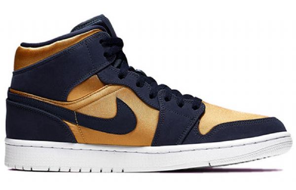 Nike Air Jordan 1 Mid Tops Se Premium Retro Basketball Sko Til Mænd Guld