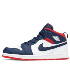 Nike Air Jordan 1 Mid Tops Se Ps Retro Basketball Sko Til Børn Mørkeblå Hvid