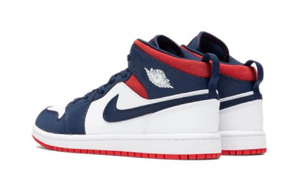 Nike Air Jordan 1 Mid Tops Se Ps Retro Basketball Sko Til Børn Mørkeblå Hvid