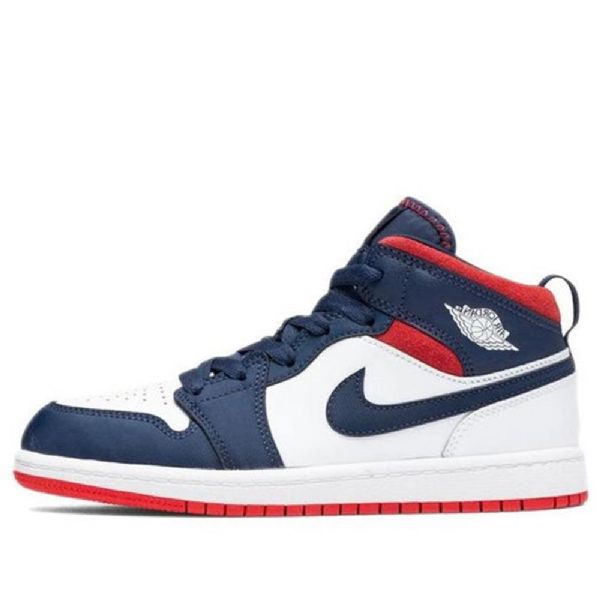 Nike Air Jordan 1 Mid Tops Se Ps Retro Basketball Sko Til Børn Mørkeblå Hvid