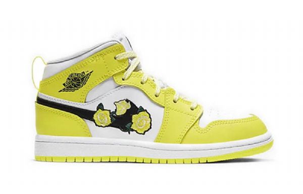 Nike Air Jordan 1 Mid Tops Se Ps Retro Basketball Sko Til Mænd Lyserød Gul