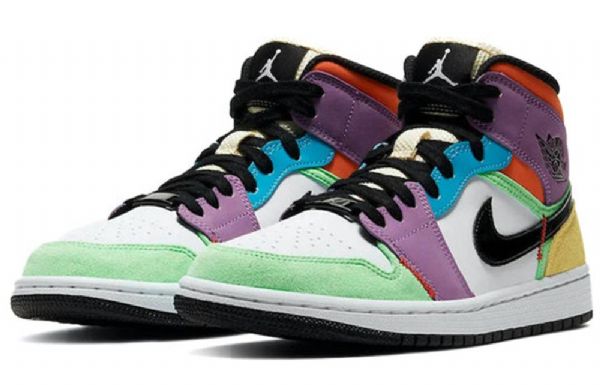 Nike Air Jordan 1 Mid Tops Se Retro Basketball Sko Til Damer Flerfarvet