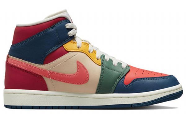 Nike Air Jordan 1 Mid Tops Se Retro Basketball Sko Til Damer Flerfarvet