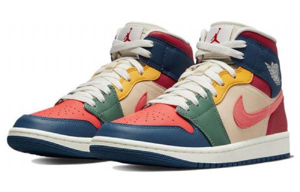 Nike Air Jordan 1 Mid Tops Se Retro Basketball Sko Til Damer Flerfarvet