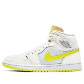 Nike Air Jordan 1 Mid Tops Se Retro Basketball Sko Til Damer Gul