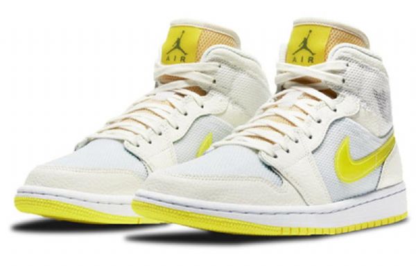 Nike Air Jordan 1 Mid Tops Se Retro Basketball Sko Til Damer Gul